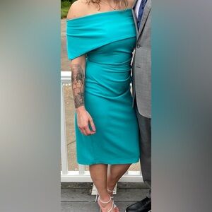 Turquoise off the shoulder Vince Camuto dress